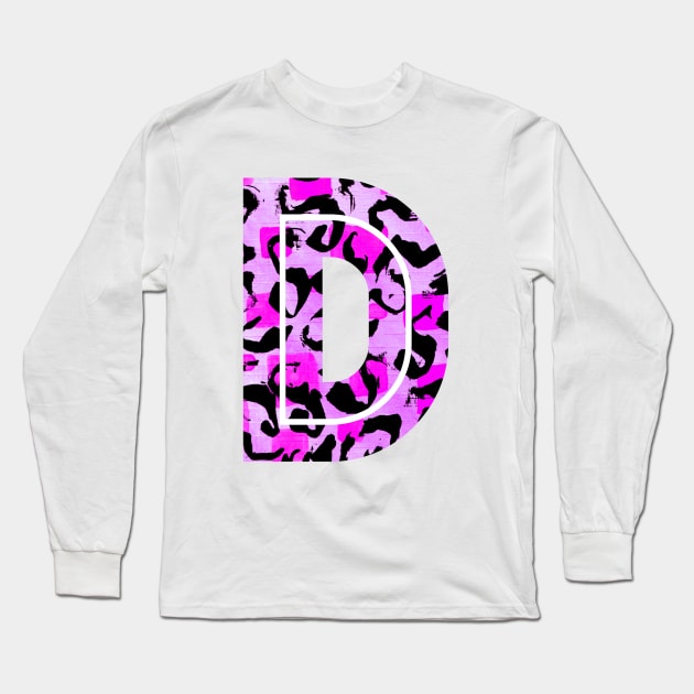 Copy of Abstract Letter D Watercolour Leopard Print Alphabet Long Sleeve T-Shirt by Squeeb Creative